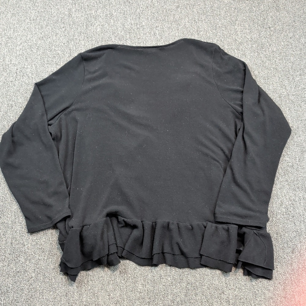 Moa Moa Woman Boho Ruffle Open Front Cardigan 3X Black Lightweight Layering Top - Picture 4 of 7